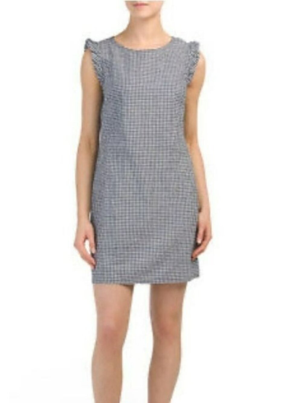 Cynthia Rowley Gingham Sleeveless Dress Zipper Size 10 Black & White Linen Blend